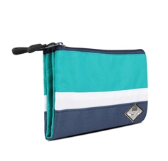 Two Compartments Folded Flat Shape Pencil Case With Prints In Contrast Color-Blue