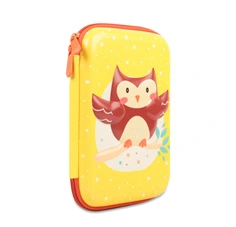 Kids Large EVA PU Coated Hard Shell Pencil Case With Debossed Prints-Little Owl