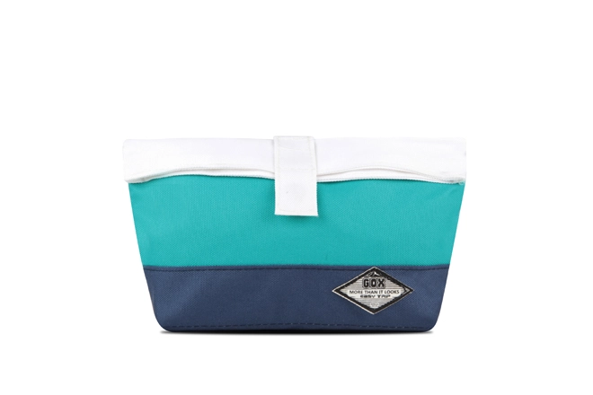 Single Compartment RPET Roll Top Boat Shape Pencil Case In Contrast Color-Blue