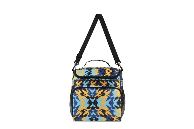 RPET Boy's Large Size Printed Two Compartments Cross Body Lunch Bag Pattern Blue Camo