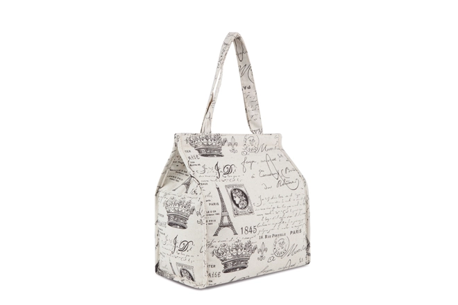 Women's Medium Size Printed Linen Lunch Tote Shopper Pattern Paris