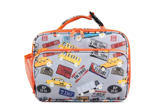 RPET Boy's Medium Size Printed Two Compartments Square Lunch Bag Pattern Traffic