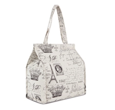 Women's Medium Size Printed Linen Lunch Tote Shopper Pattern Paris