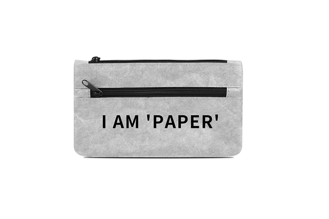 Small Size Two Compartment Tyvek® Flat Shape Pencil Case With Slogan