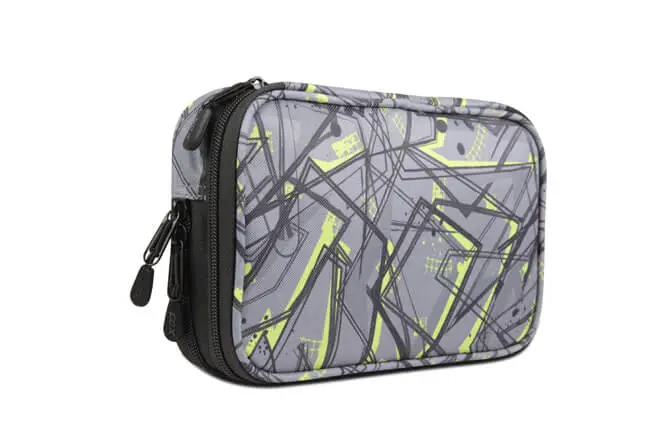 Geometric Pattern RPET Large Pencil Case with Double Compartments
