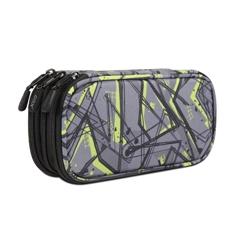 Geometric Pattern RPET Oval School Pencil Case with Triple Compartments