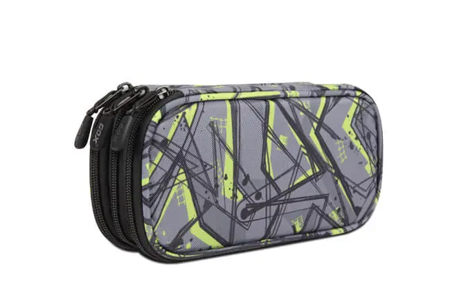 Geometric Pattern RPET Oval School Pencil Case with Triple Compartments